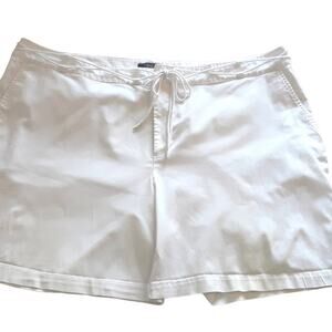 Women's Sz 24W White Summer Nautical Beach Tie Front Pockets Chaps Shorts